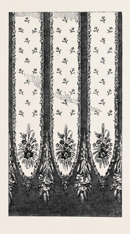 THE PARIS INTERNATIONAL EXHIBITION: PORTION OF A SILK DRESS, BY PONCET PAPILLON ET GIRODON, FRANCE, 1867
