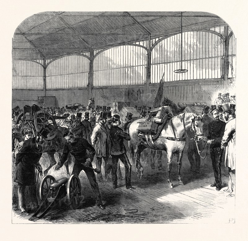 OFFICIAL INSPECTION AT WOOLWICH OF THE MOUNTAIN BATTERY FOR THE ABYSSINIAN EXPEDITION, UK, 1867