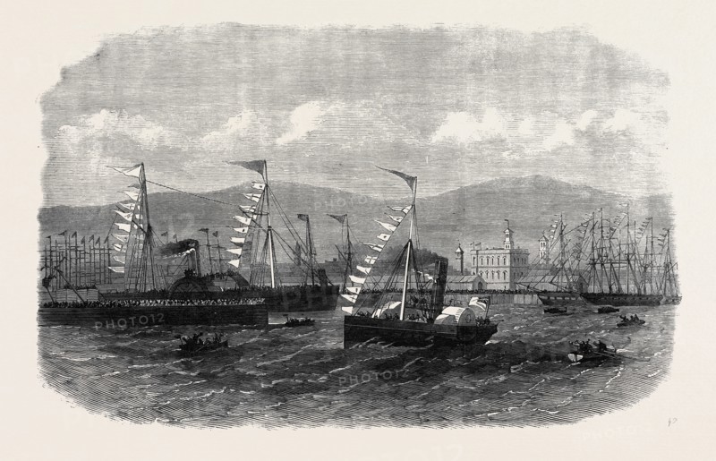 OPENING OF THE NEW GRAVING-DOCK AT BELFAST BY THE LORD LIEUTENANT OF IRELAND, 1867