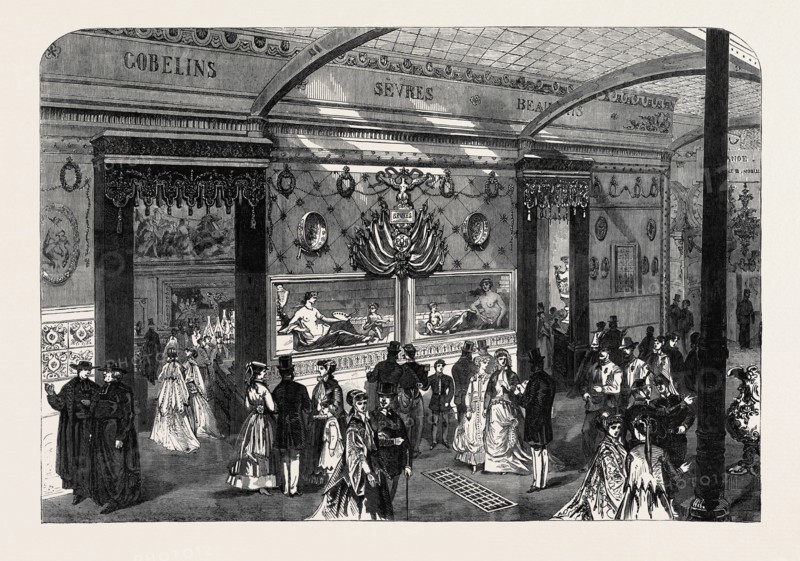 THE PARIS INTERNATIONAL EXHIBITION: ENTRANCE TO THE SÃàVRES, BEAUVAIS, AND GOBELINS COURT, FRANCE, 1867