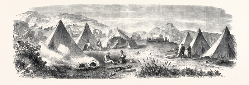 THE DUKE OF EDINBURGH'S CAMP AT BUFFALO NEK, NEAR THE HUNTING GROUND ON THE KNYSNA, SOUTH AFRICA, 1867