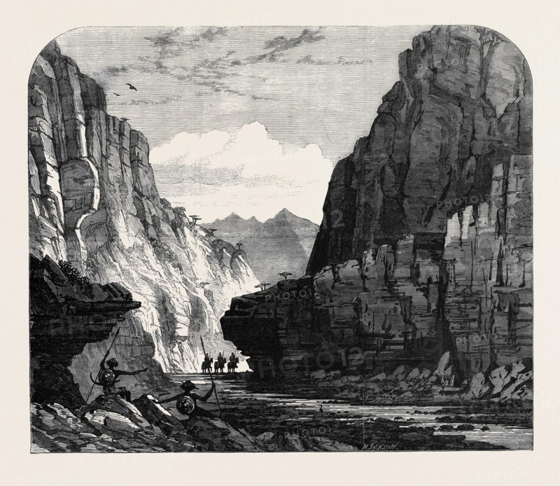 THE BRITISH EXPEDITION TO ABYSSINIA: RECONNOITRING UP THE HADODA  PASS, 1867