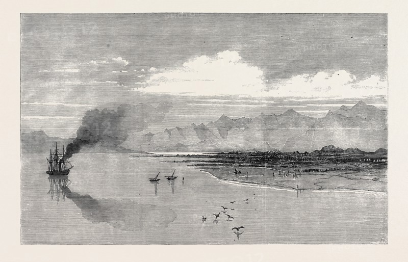 THE BRITISH EXPEDITION TO ABYSSINIA: LANDING-PLACE OF THE RECONNOITRING PARTY, NEAR ZOULLA, ANNESLEY BAY, 1867