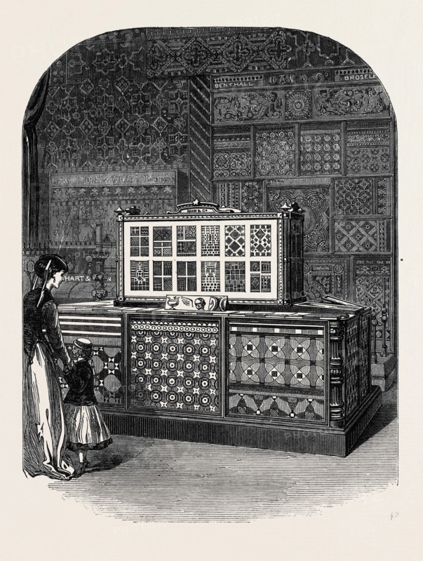 THE PARIS INTERNATIONAL EXHIBITION: MESSRS. MAW AND CO.'S EXHIBITION OF ENCAUSTIC TILE PAVEMENT, MAJOLICA AND ENAMELLED TILES, FRANCE, 1867