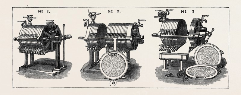 THE PARIS INTERNATIONAL EXHIBITION: FILTER PRESSES OF MESSRS. P. DU RIEUX AND E. ROELTGER, FOR THE MANUFACTURE OF SUGAR, FRANCE, 1867