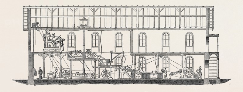 THE PARIS INTERNATIONAL EXHIBITION: WOODPULP MANUFACTORY, WITH H. VOELTIER'S PATENT MACHINE, FRANCE, 1867