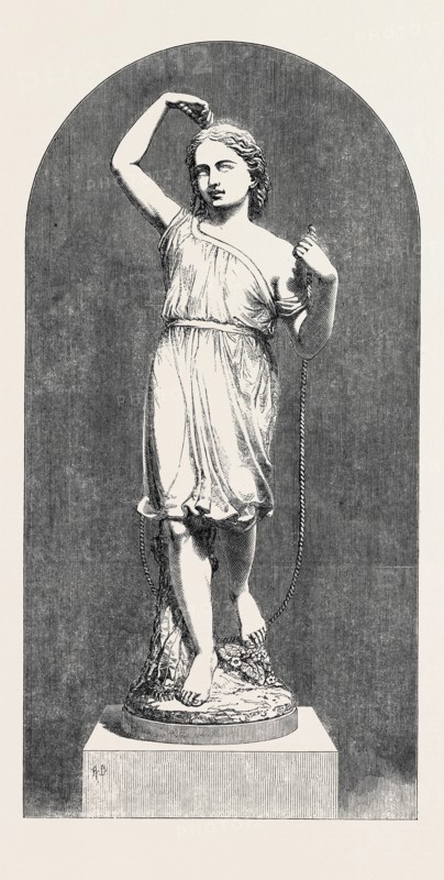 "THORNEYCROFT'S "SKIPPING-GIRL" STATUETTE IN PARIAN, BY MINTON AND CO., THE INTERNATIONAL EXHIBITION, 1862