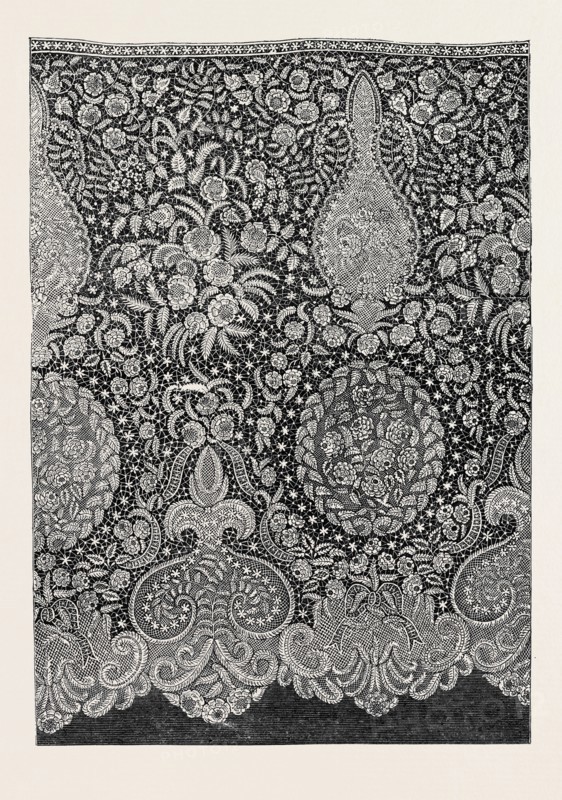HONITON LACE FLOUNCE BY G.F. URLING, OF REGENT STREET, LONDON, THE INTERNATIONAL EXHIBITION, 1862