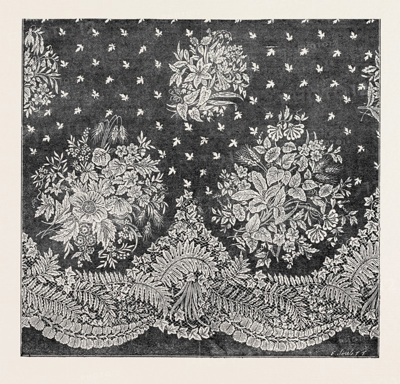 HONITON LACE FLOUNCE BY DEBENHAM, SON, AND FREEBODY, OF WIGMORE STREET, LONDON, THE INTERNATIONAL EXHIBITION, 1862