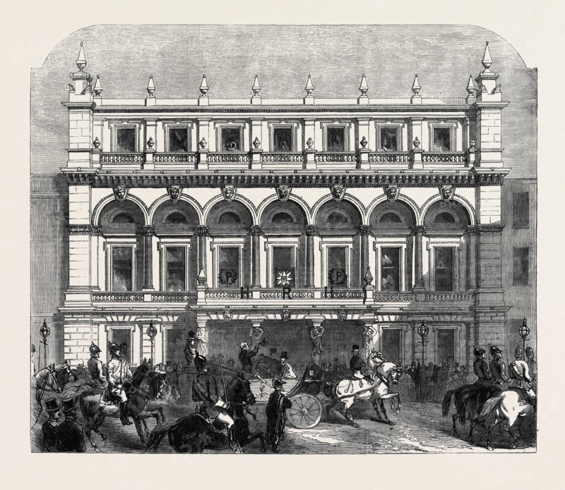 THE OPENING OF THE HARTLEY INSTITUTION AT SOUTHAMPTON BY LORD PALMERSTON: ARRIVAL OF HIS LORDSHIP AT THE INSTITUTION, 1862