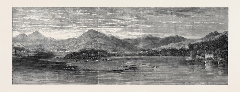 THE BAY OF FINLARIG, LOCH TAY, PERTHSHIRE, WITH THE MAUSOLEUM OF THE BREADALBANE FAMILY, 1862