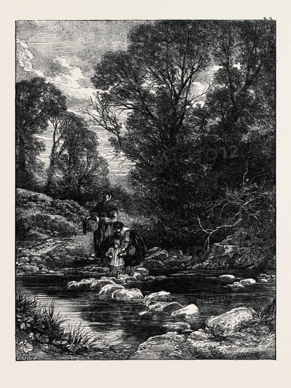 BIRKETT FOSTER'S "PICTURES OF ENGLISH LANDSCAPE;" THE STEPPING-STONES, 1862