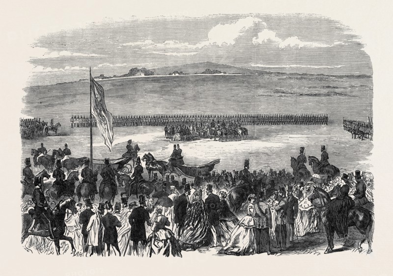 THE COUNTESS OF KIMBERLEY PRESENTING NEW COLOURS TO THE 24TH REGIMENT AT THE CURRAGH OF KILDARE, 1866, IRELAND