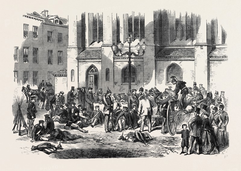 THE AUSTRO-PRUSSIAN WAR: HALT OF A CONVOY OF SICK PRUSSIAN SOLDIERS RETURNING TO BERLIN, 1866, GERMANY