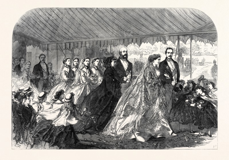 THE MARRIAGE OF PRINCESS MARY OF CAMBRIDGE AND PRINCE TECK: PROCESSION FROM THE CHURCH, KEW, LONDON, UK, 1866