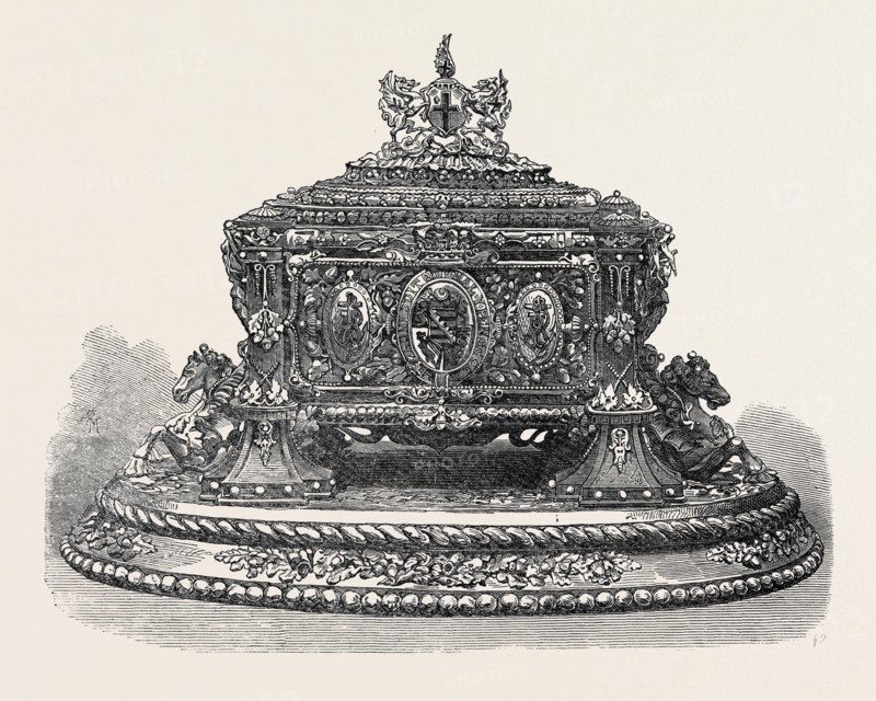 THE CASKET IN WHICH THE FREEDOM OF THE CITY WAS PRESENTED TO THE DUKE OF EDINBURGH, UK, 1866