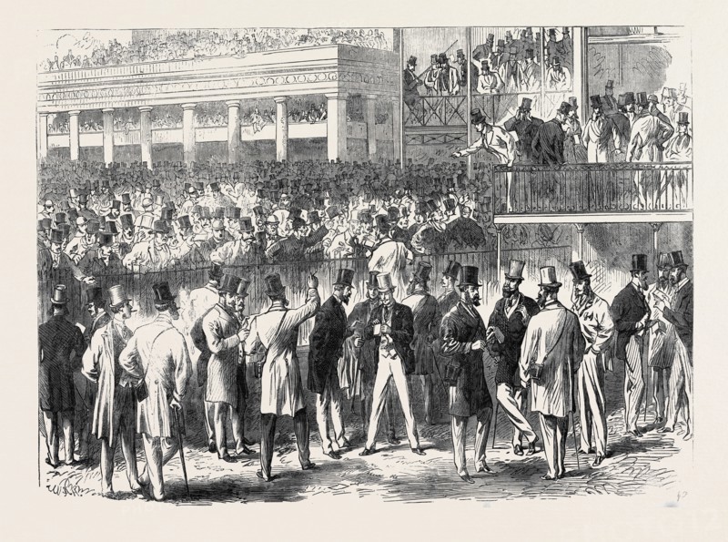 ASCOT RACES: THE BETTING RING AT ASCOT, UK, 1866