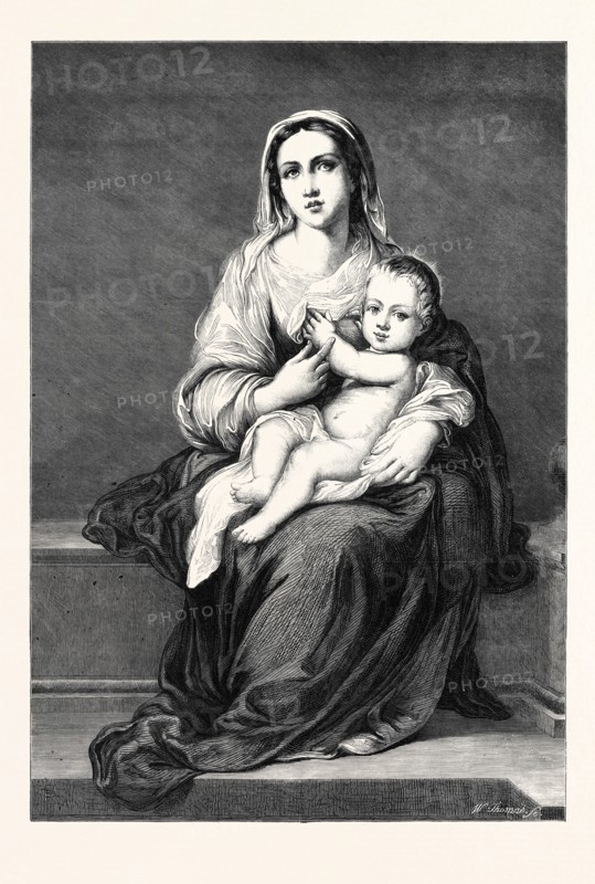 "MARY WITH THE CHILD JESUS," BY MURILLO, IN THE DRESDEN GALLERY, GERMANY, 1866
