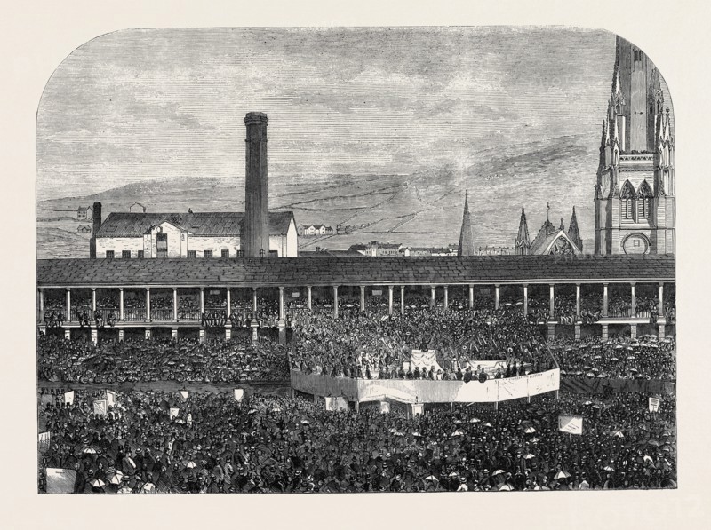 SUNDAY-SCHOOL JUBILEE COMMEMORATION IN THE PIECE HALL, HALIFAX, UK, 1866