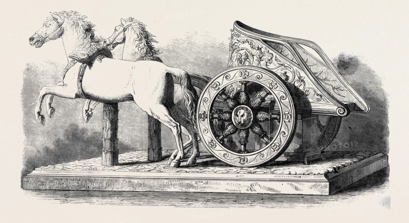 ROMAN CHARIOT AND HORSES, 1866