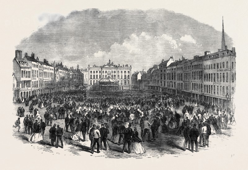 NOTTINGHAM ELECTION: THE HUSTINGS IN THE MARKETPLACE, UK, 1866