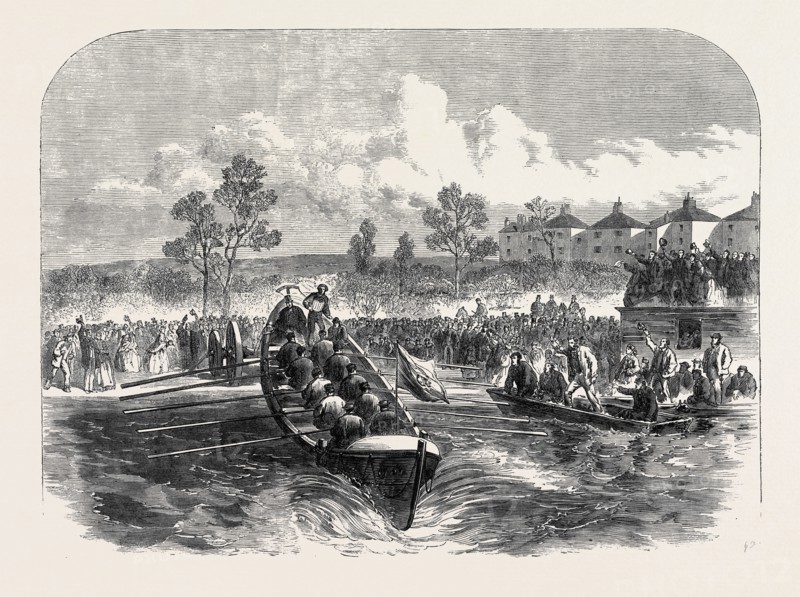 LAUNCH OF THE "ISIS" LIFEBOAT AT OXFORD, UK, 1866