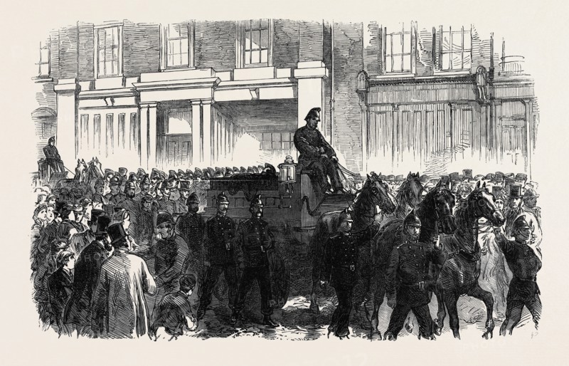 FUNERAL OF ONE OF THE METROPOLITAN FIRE BRIGADE, UK, 1866