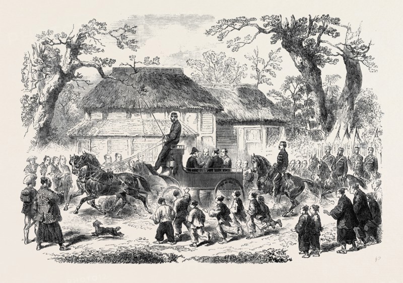 DRIVING THE GOROGIO ON THE TOKAIDO ROAD, YOKOHAMA, JAPAN, 1866
