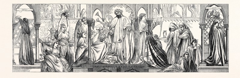 "PARABLE OF THE TEN VIRGINS." A WALL-PAINTING IN THE CHURCH OF LYNDHURST, NEW FOREST, HAMPSHIRE, BY F. LEIGHTON, A.R.A., 1866