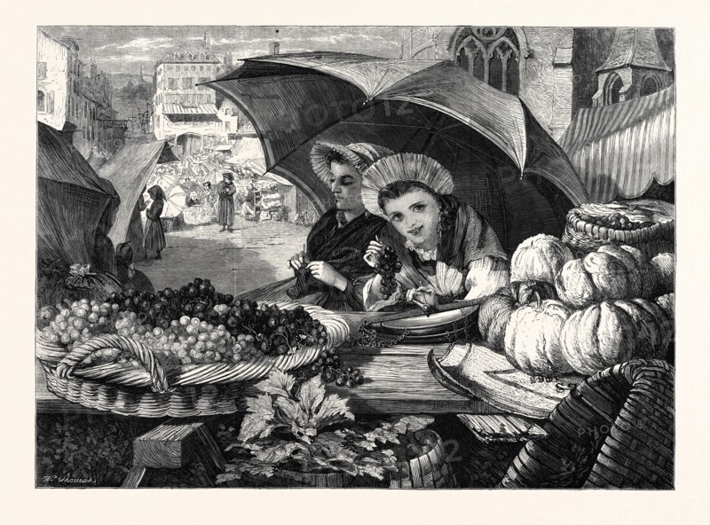 "OUR FRENCH WATERING PLACE," BY LIONEL SMYTHE, IN THE EXHIBITION OF THE BRITISH INSTITUTION, 1866