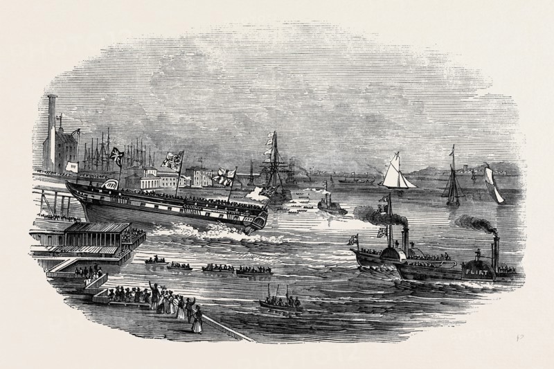 LAUNCH OF "THE WELLESLEY," AT BLACKWALL