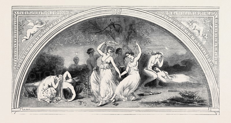 SCENE FROM "COMUS." FROM A PICTURE BY ETTY, IN THE ROYAL ACADEMY EXHIBITION