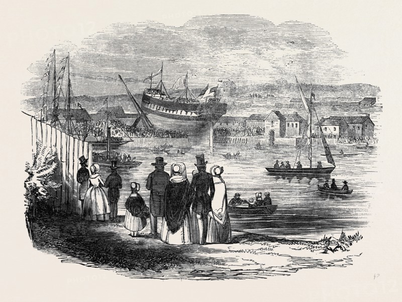 THE LAUNCH OF "THE TUDOR," EAST INDIAMAN, AT NEWCASTLE UPON TYNE