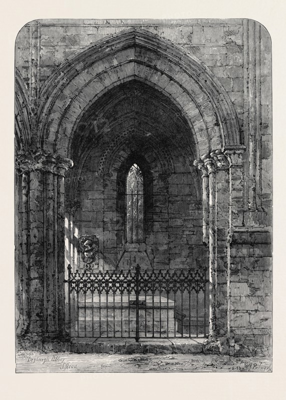 THE GRAVE OF SCOTT IN DRYBURGH ABBEY, 1871