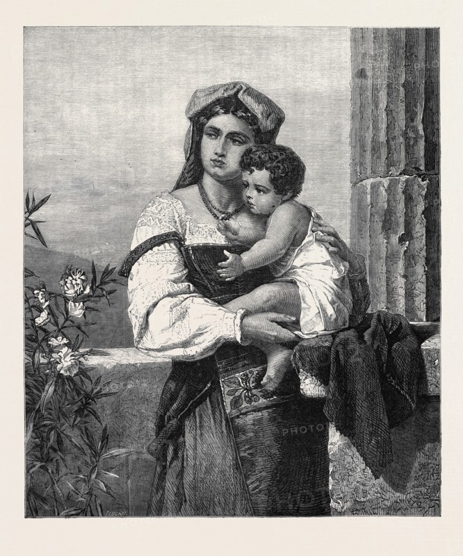 "ITALIAN MOTHER AND CHILD," BY W. SAUCHON, 1871