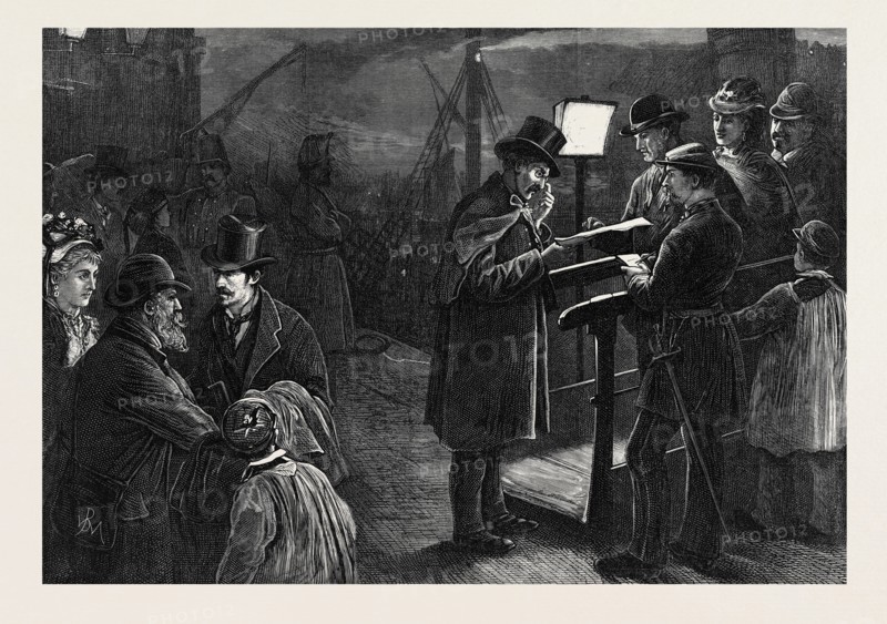 EXAMINING PASSPORTS, DIEPPE, 1871, FRANCE