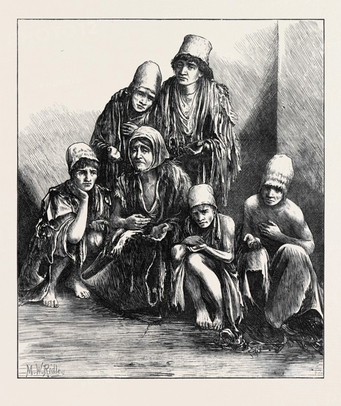 THE FAMINE IN PERSIA: GROUP OF POOR PEOPLE AT SHIRAZ, 1871