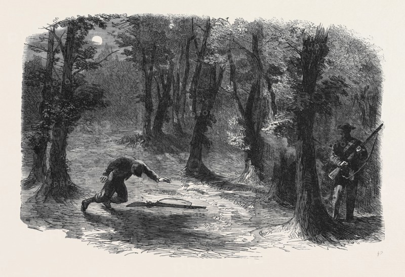 THE CIVIL WAR IN AMERICA: HOW THE OUTLYING SENTRIES OF THE FEDERAL ARMY ARE KILLED BY SECESSIONIST SCOUTS