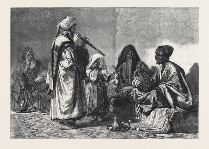 "A REHEARSAL, CAIRO," BY CARL HAAG, IN THE EXHIBITION OF THE SOCIETY OF PAINTERS IN WATER COLOURS
