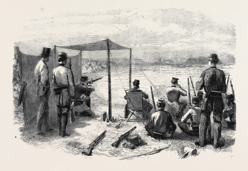 THE NATIONAL RIFLE ASSOCIATION MEETING ON WIMBLEDON COMMON, SHOOTING FOR THE QUEEN'S PRIZE ON WEDNESDAY WEEK, JULY 20, 1861