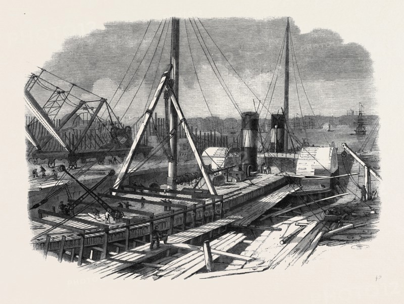 LAIRD'S GRAVING DOCKS AT BIRKENHEAD: THE HIBERNIA UNDER REPAIR