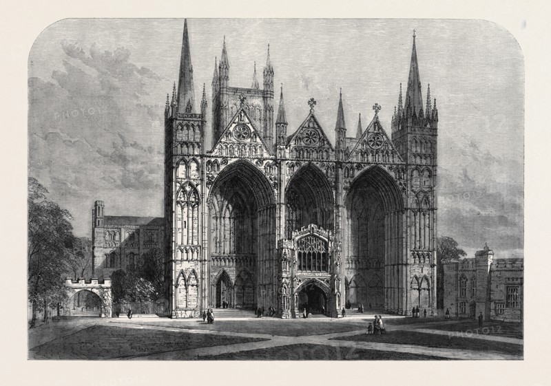 THE ARCHEOLOGICAL INSTITUTE OF GREAT BRITAIN AND IRELAND AT PETERBOROUGH: WEST FRONT OF PETERBOROUGH CATHEDRAL, DRAWN BY S. READ