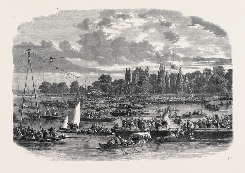 THE FEMALE LONDIN CROSSING THE THAMES FROM BATTERSEA TO CREMORNE ON A TIGHT ROPE
