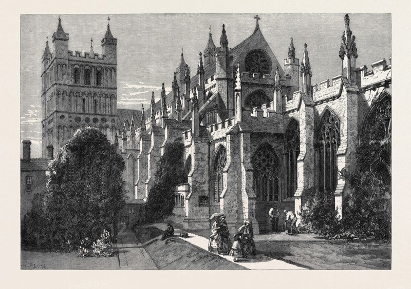 VISIT OF THE BRITISH ARCHAEOLOGICAL ASSOCIATION TO EXETER, THE CATHEDRAL FROM THE SOUTH-EAST