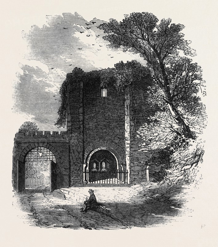 THE BRITISH ARCHAEOLOGICAL ASSOCIATION AT EXETER, ROUGEMONT CASTLE: INTERIOR OF GATEWAY, SEEN FROM CASTLE YARD