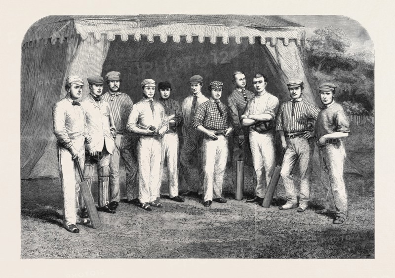 THE SURREY ELEVEN; W. MORTLOCK, T. LOCKYER, H.H. STEPHENSON, W. CAFFYN, G. GRIFFITH, E. DOWSON, ESQ., E.P. MILLER, ESQ., C.G. LANE, ESQ., F. BURBIDGE, ESQ., JULIUS CAESAR, T. SEWELL