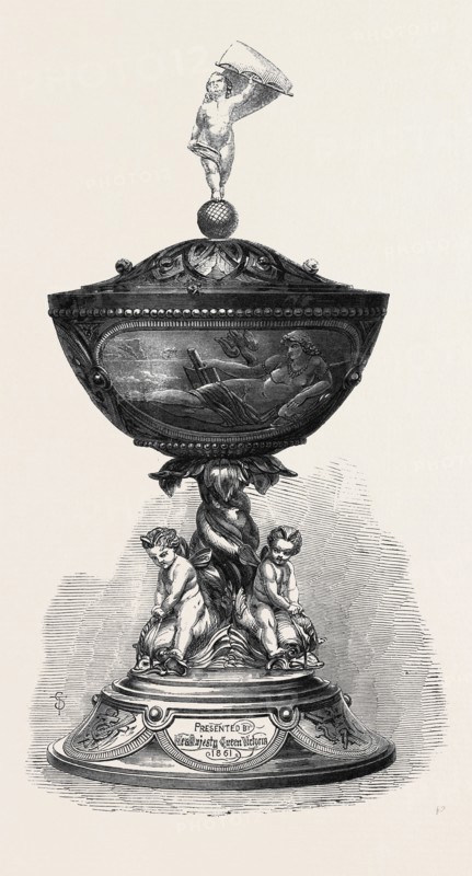 THE QUEEN'S CUP, WON BY MR. JOHNSON'S AUDAX AT THE ROYAL WESTERN YACHT CLUB REGATTA