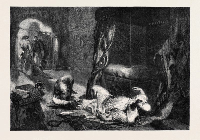 "THE DEATH OF WILLIAM THE CONQUEROR," DRAWN BY J. GILBERT