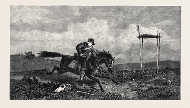 THE AMERICAN PONY EXPRESS, EN ROUTE FROM THE MISSOURI RIVER TO SAN FRANCISCO, FROM A DRAWING BY G.H. ANDREWS