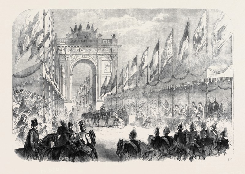 THE CORONATION OF THE KING OF PRUSSIA: HIS MAJESTY RECEIVING AN ADDRESS FROM THE YOUNG LADIES OF KÃñNIGSBERG ON HIS ENTRANCE INTO THAT CITY